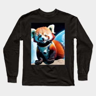 Happy Red Panda Spaceman Artwork Long Sleeve T-Shirt